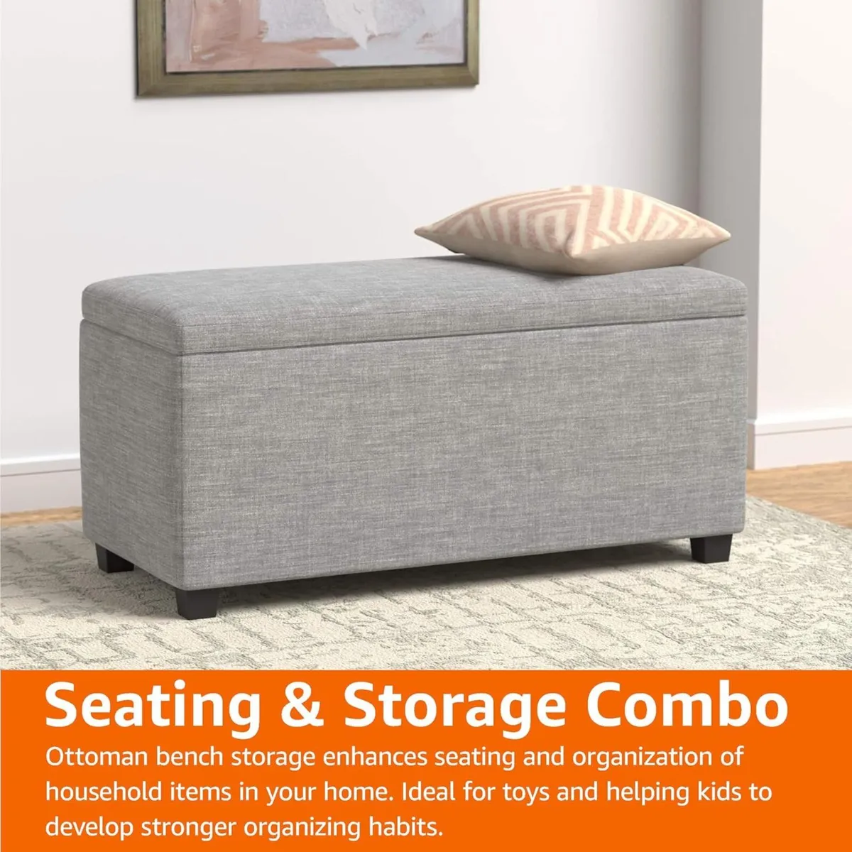 Rectangular Padded Upholstered Entryway Bench - Image 4