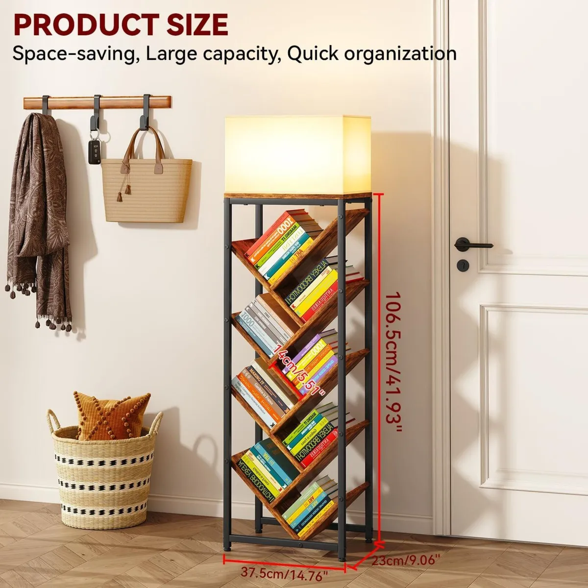 9 Tier Tree Bookshelf Floor Standing Wood for - Image 3