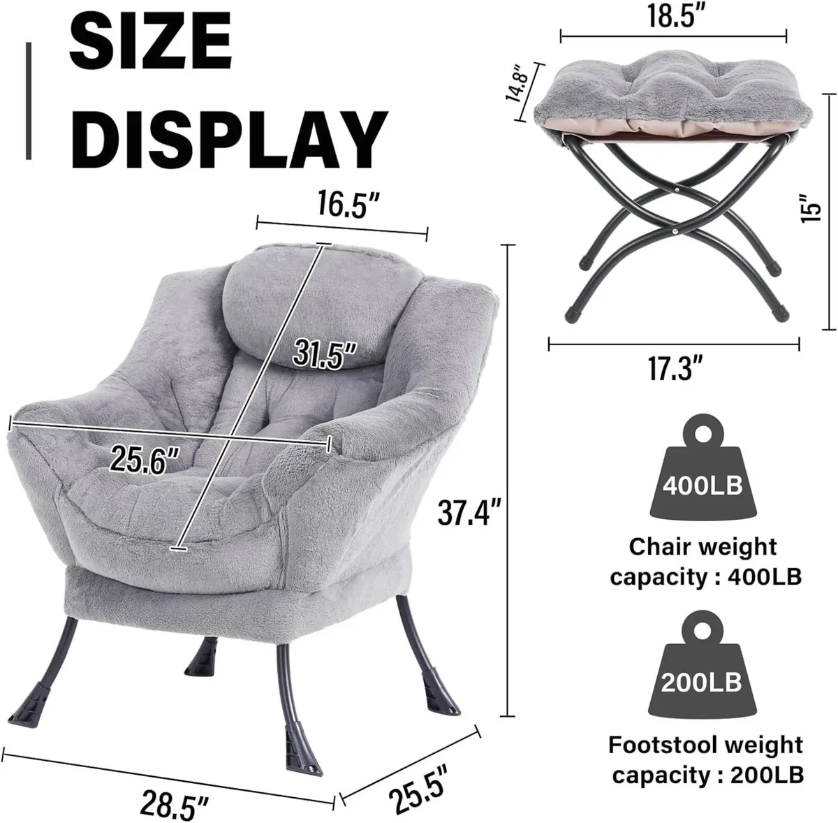Armchair with Ottoman Comfy Upholstered Lounge - Image 3