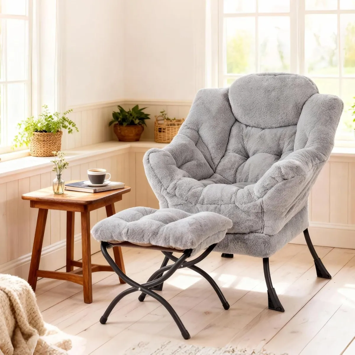 Armchair with Ottoman Comfy Upholstered Lounge - Image 2