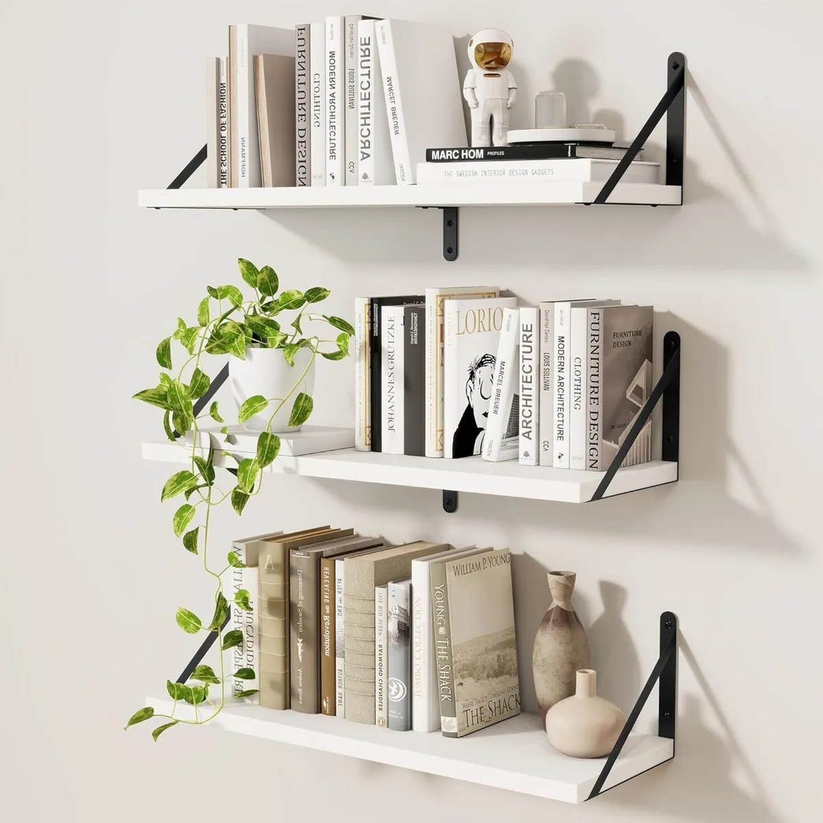 Wall Shelf Floating Book Shelves with Brackets - Image 1