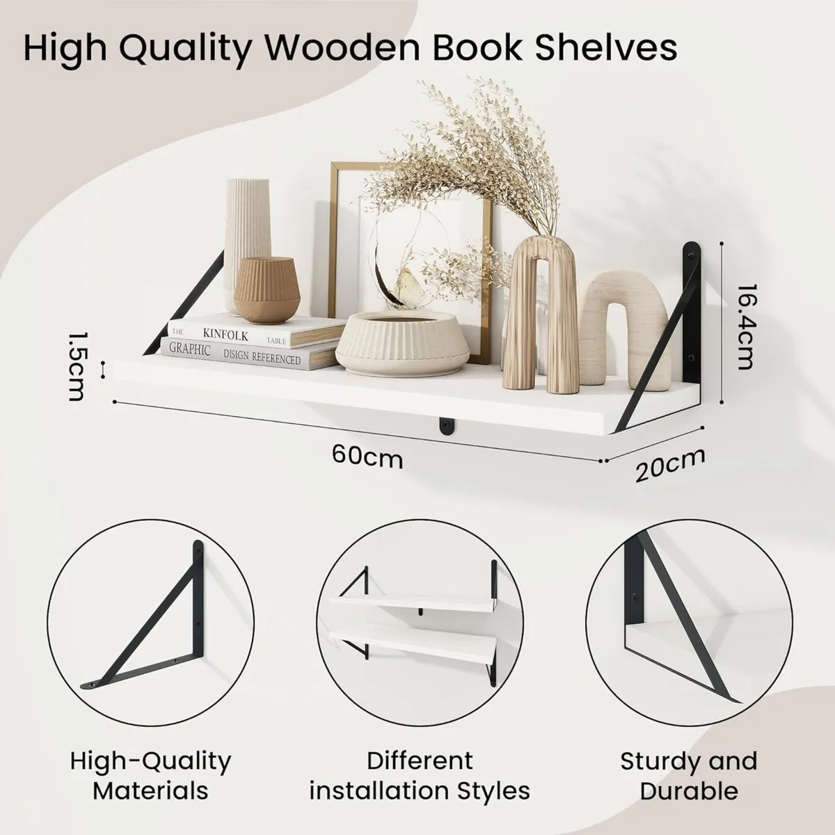 Wall Shelf Floating Book Shelves with Brackets - Image 2