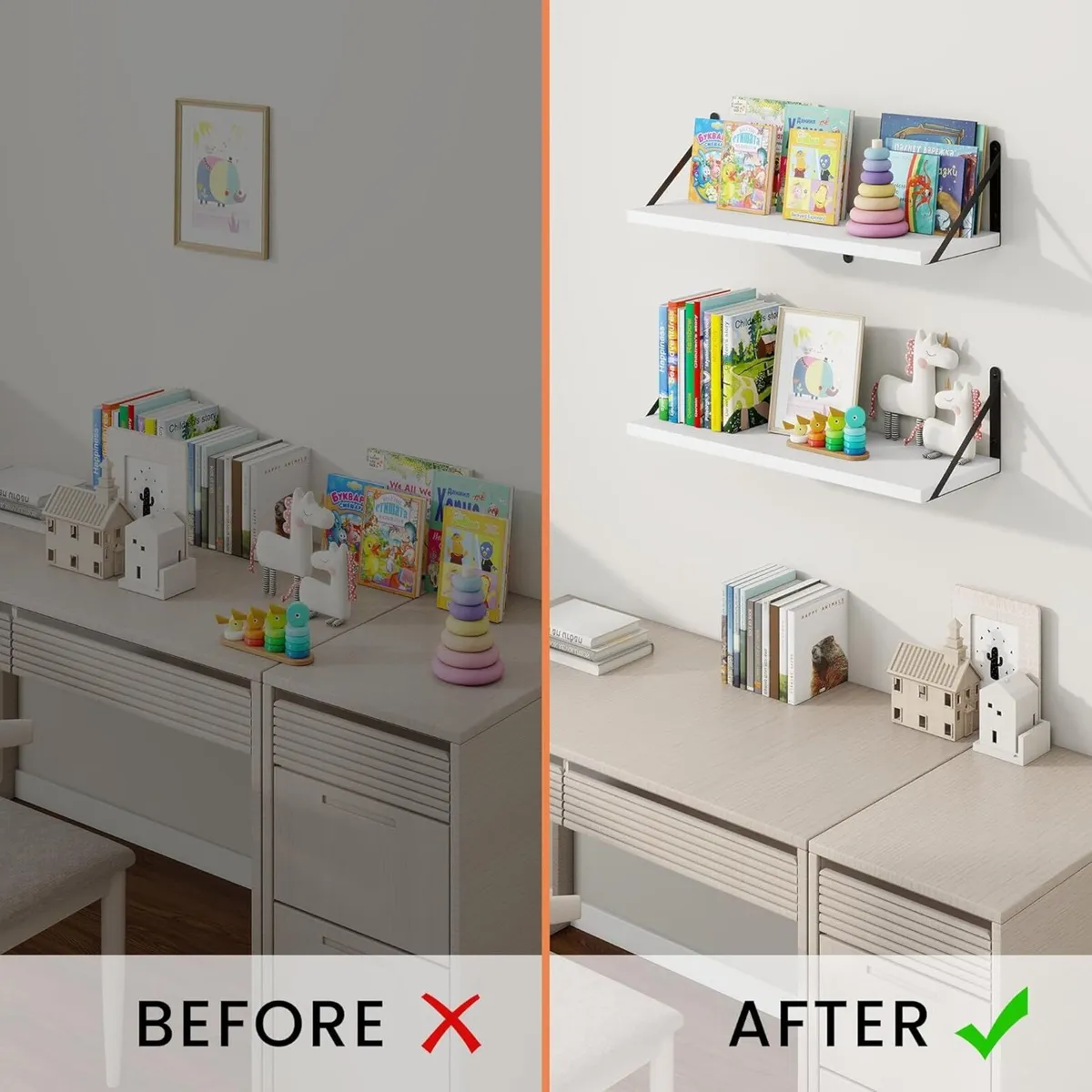 Wall Shelf Floating Book Shelves with Brackets - Image 3