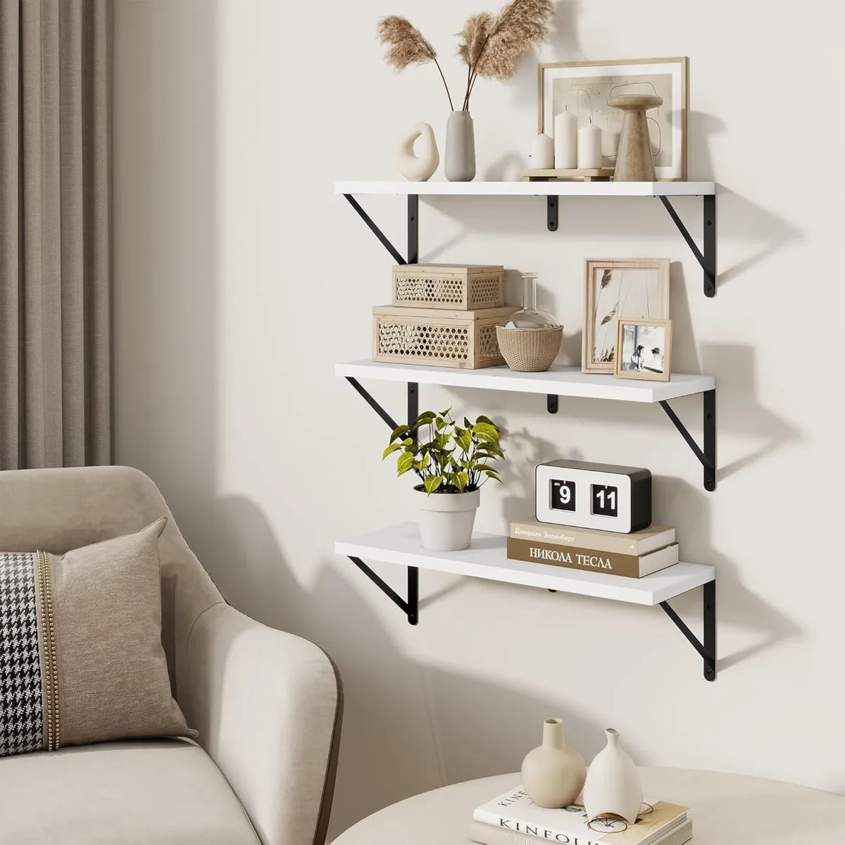 Wall Shelf Floating Book Shelves with Brackets - Image 4