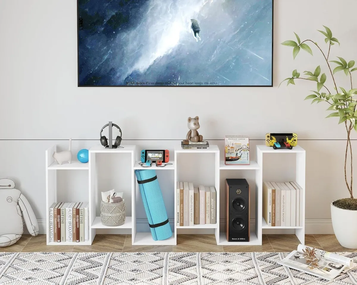 Bookshelf 6-Tier Geometric Bookcase S Shaped Book - Image 4