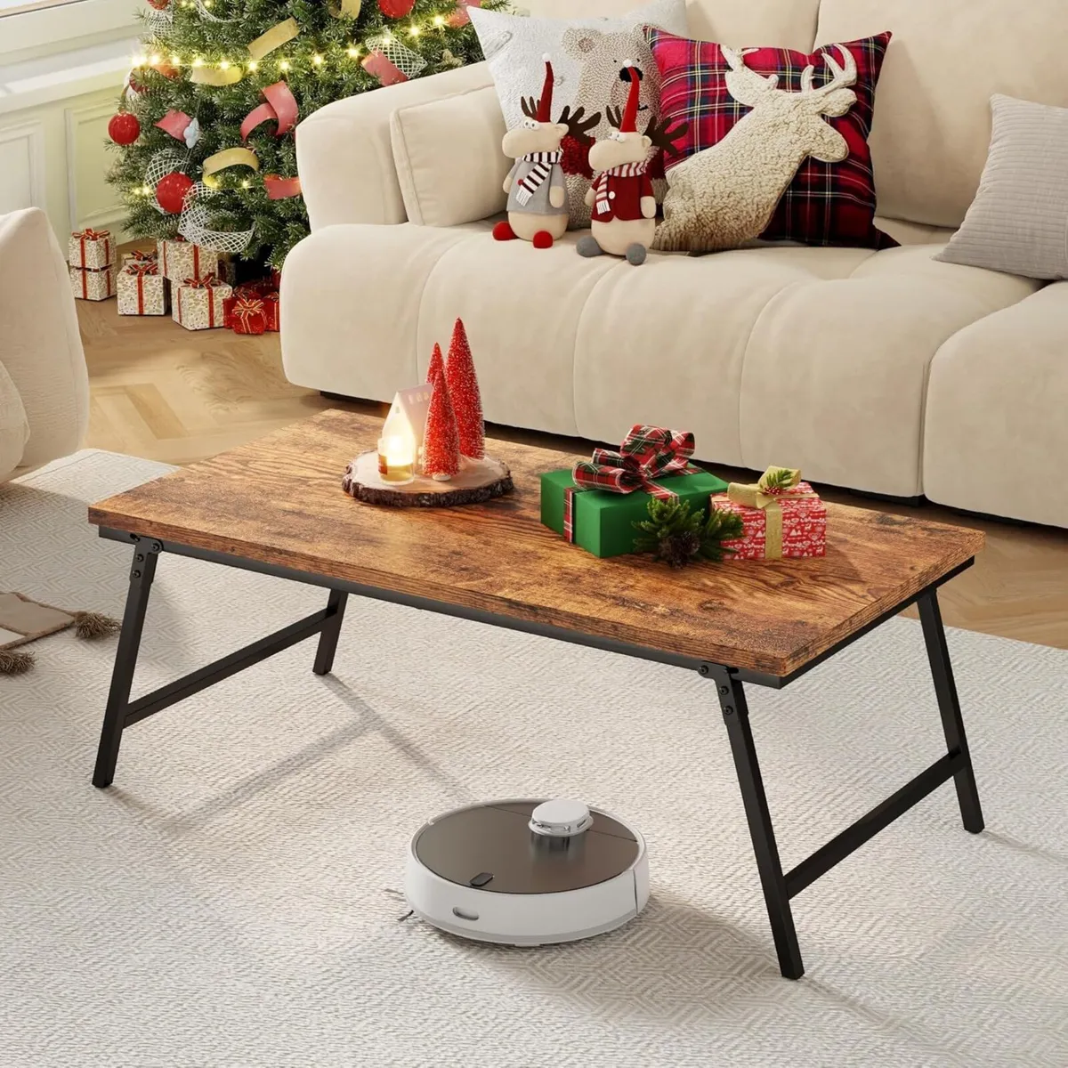 Folding Coffee Table Magnetic Design Portable - Image 1