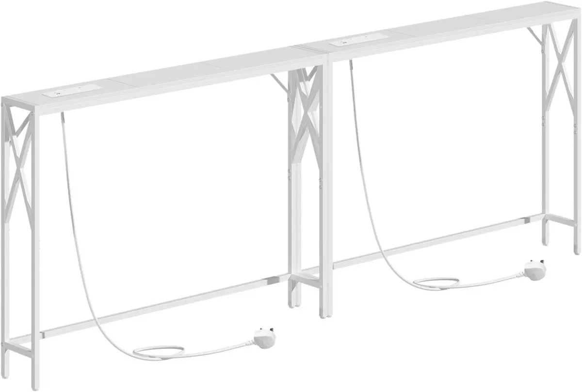 2 Pack Console Table with Charging Station 100 CM - Image 1