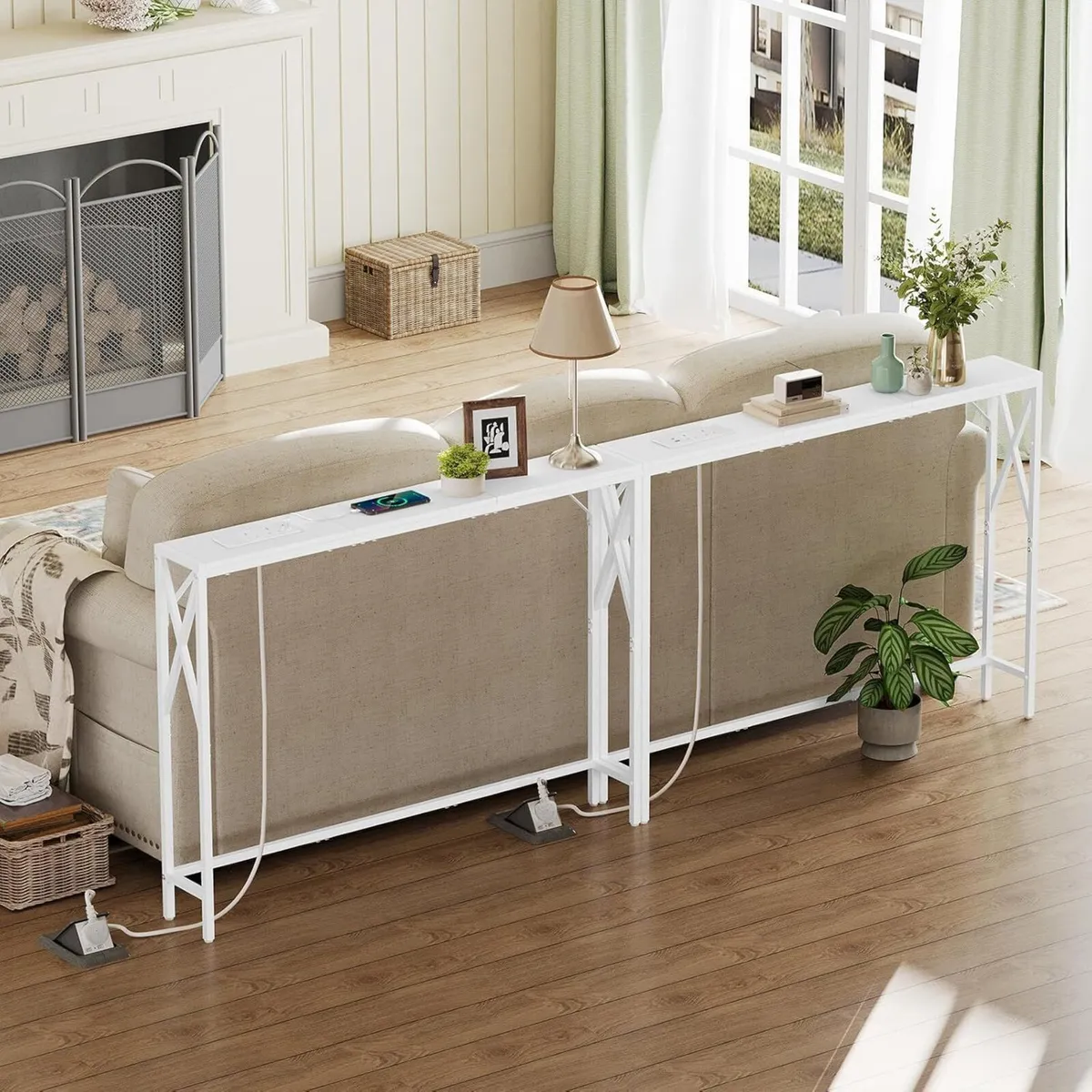 2 Pack Console Table with Charging Station 100 CM - Image 2