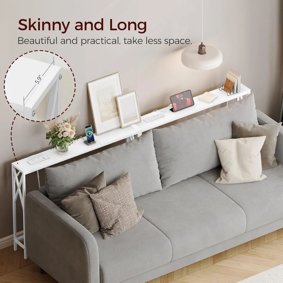 2 Pack Console Table with Charging Station 100 CM - Image 4