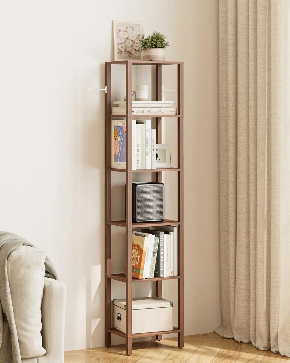 Book Shelf 6 Tier Tall Bookshelf Narrow Bookcase - Image 1