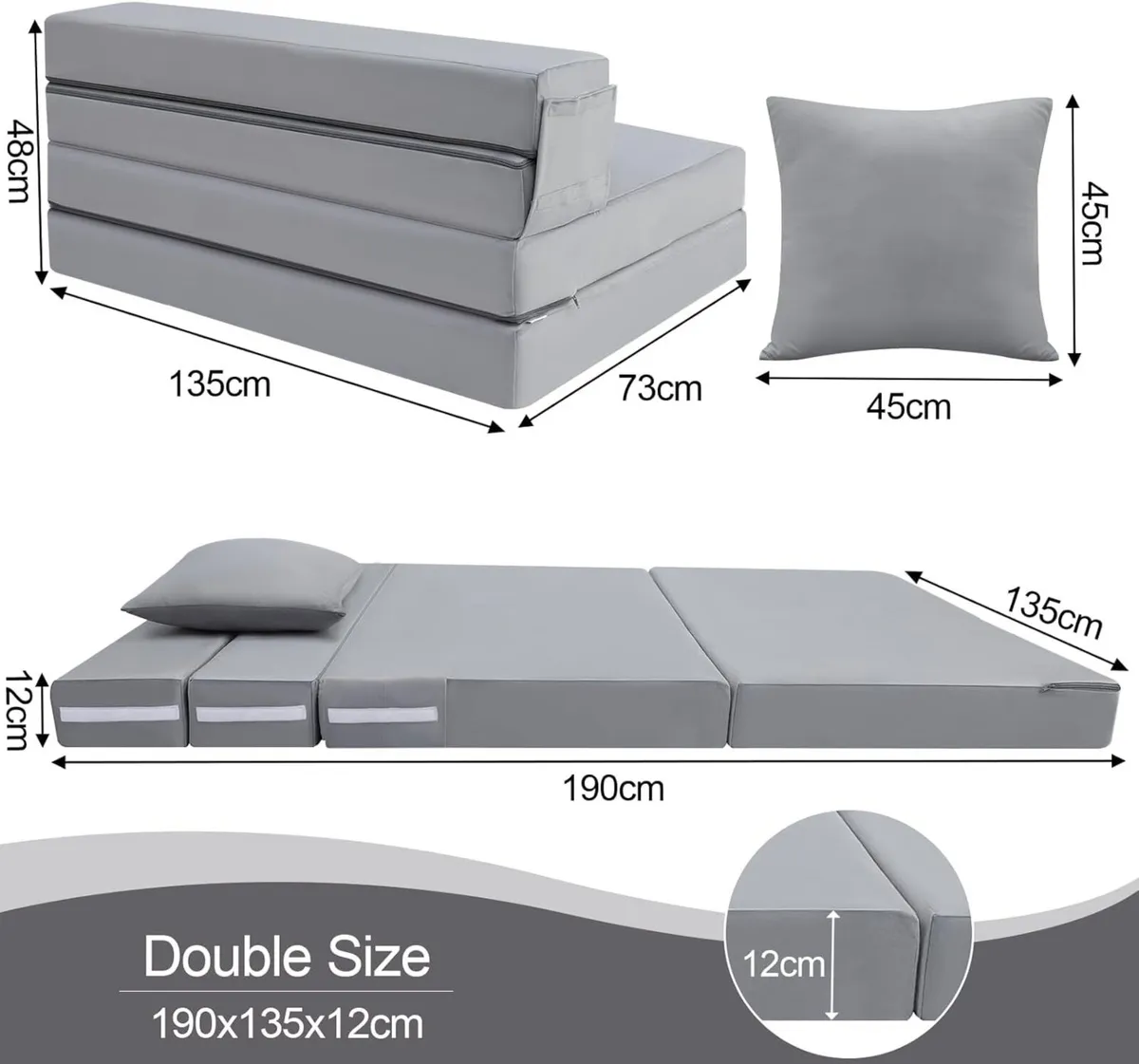 Folding Mattress Double High Density Foam Fold - Image 3