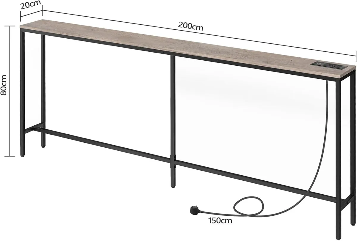 Console Table with Power Outlet 200 CM Narrow - Image 3