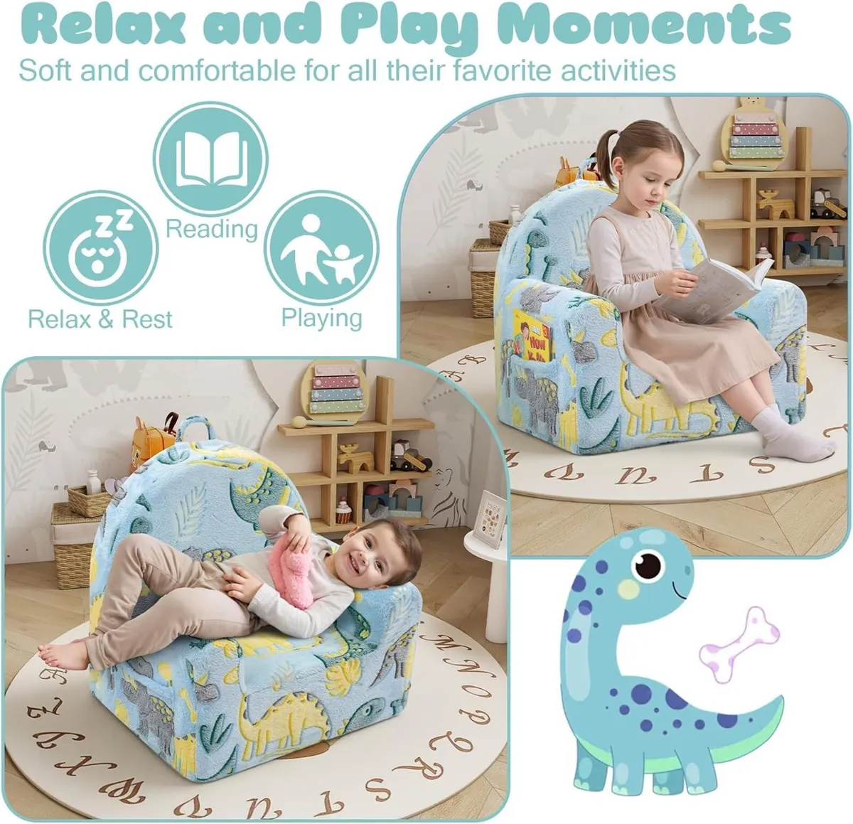 Kids Sofa Couch Glow in The Dark Soft Plush - Image 3