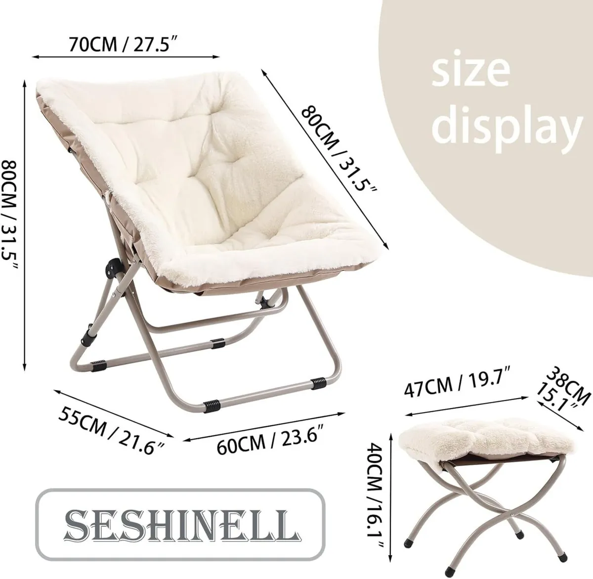 Comfy Saucer Chair With Ottoman - Oversized - Image 3