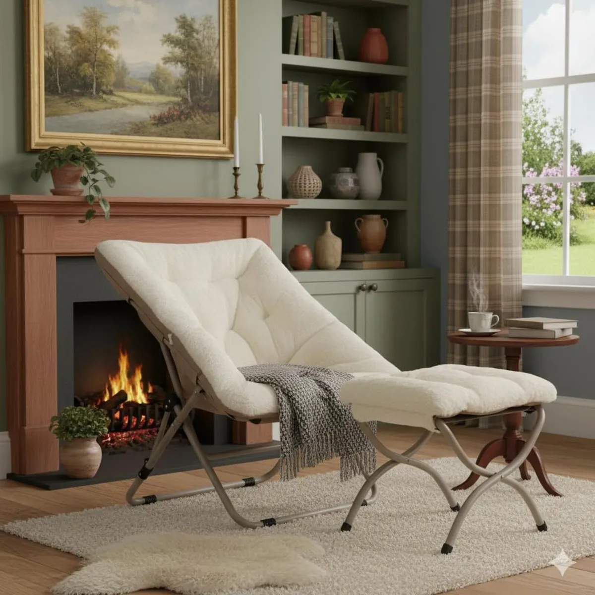 Comfy Saucer Chair With Ottoman - Oversized - Image 2