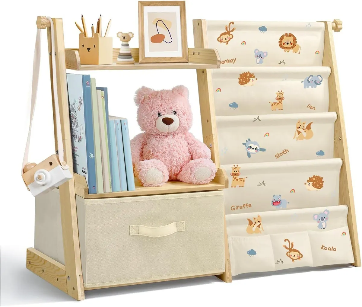 Kids Bookshelf and Toy Storage Montessori Wooden - Image 1