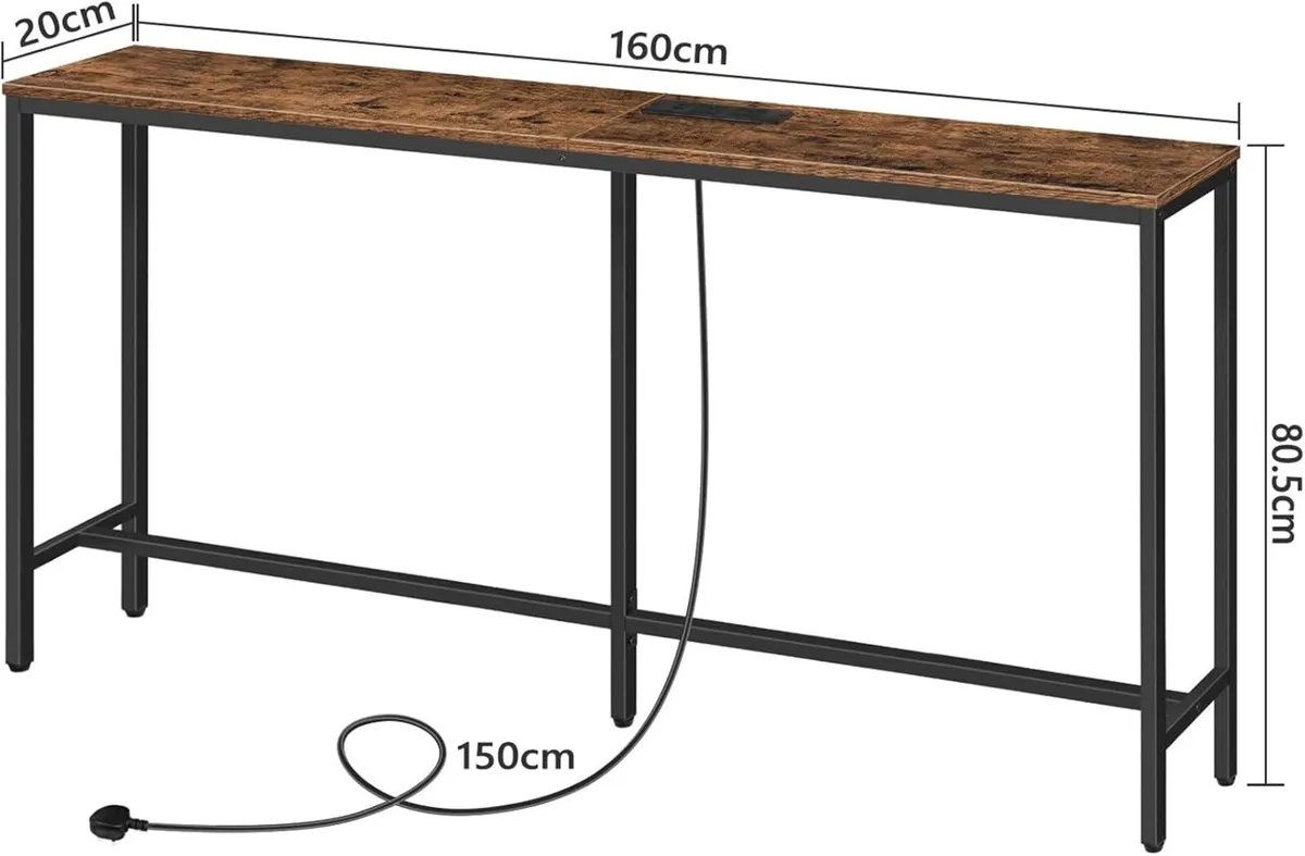 Console Table with Power Outlet 160 cm Narrow - Image 3