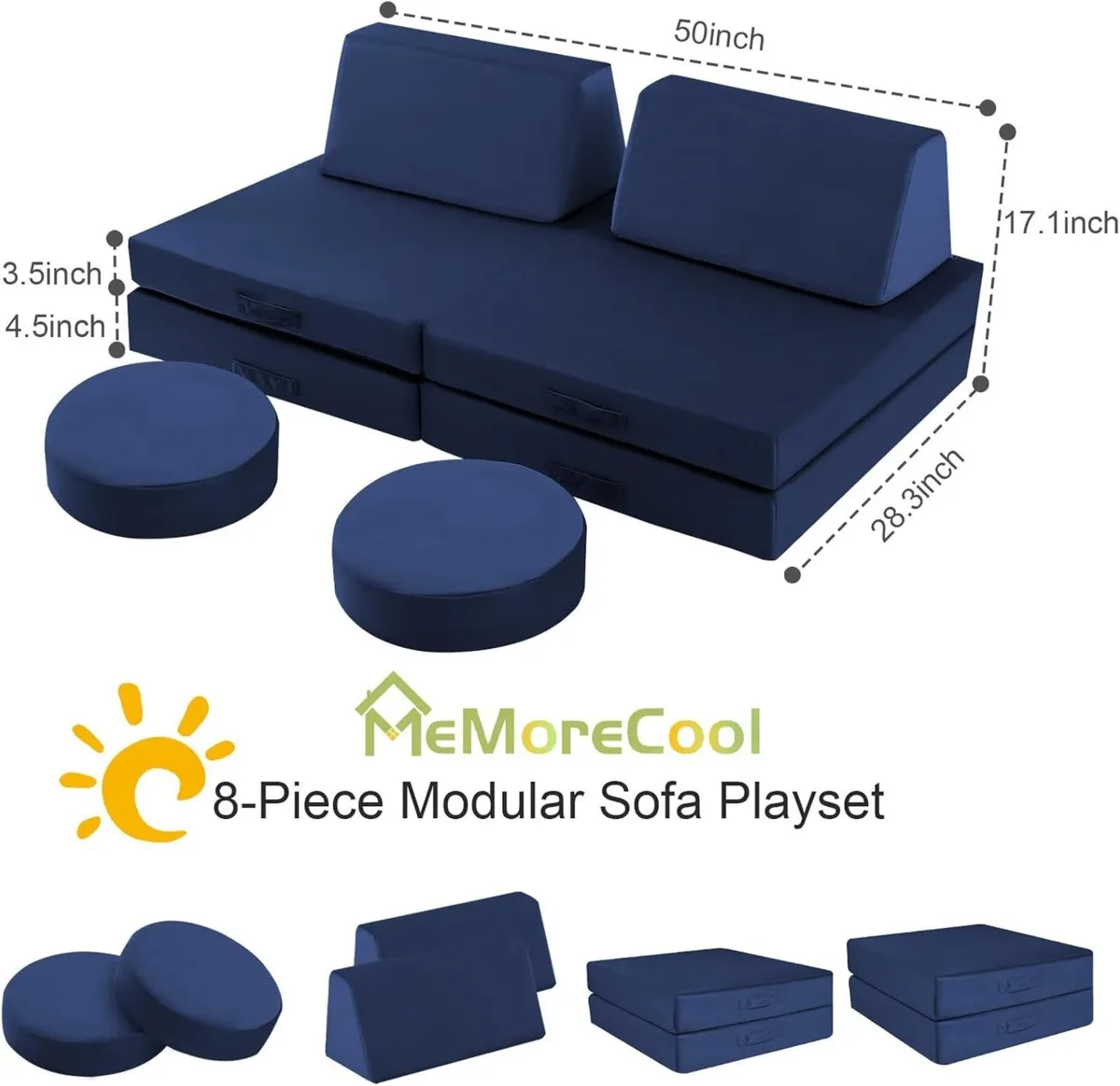 Kids Play Couch Bed Modular Toddler Sofa Chair - Image 3