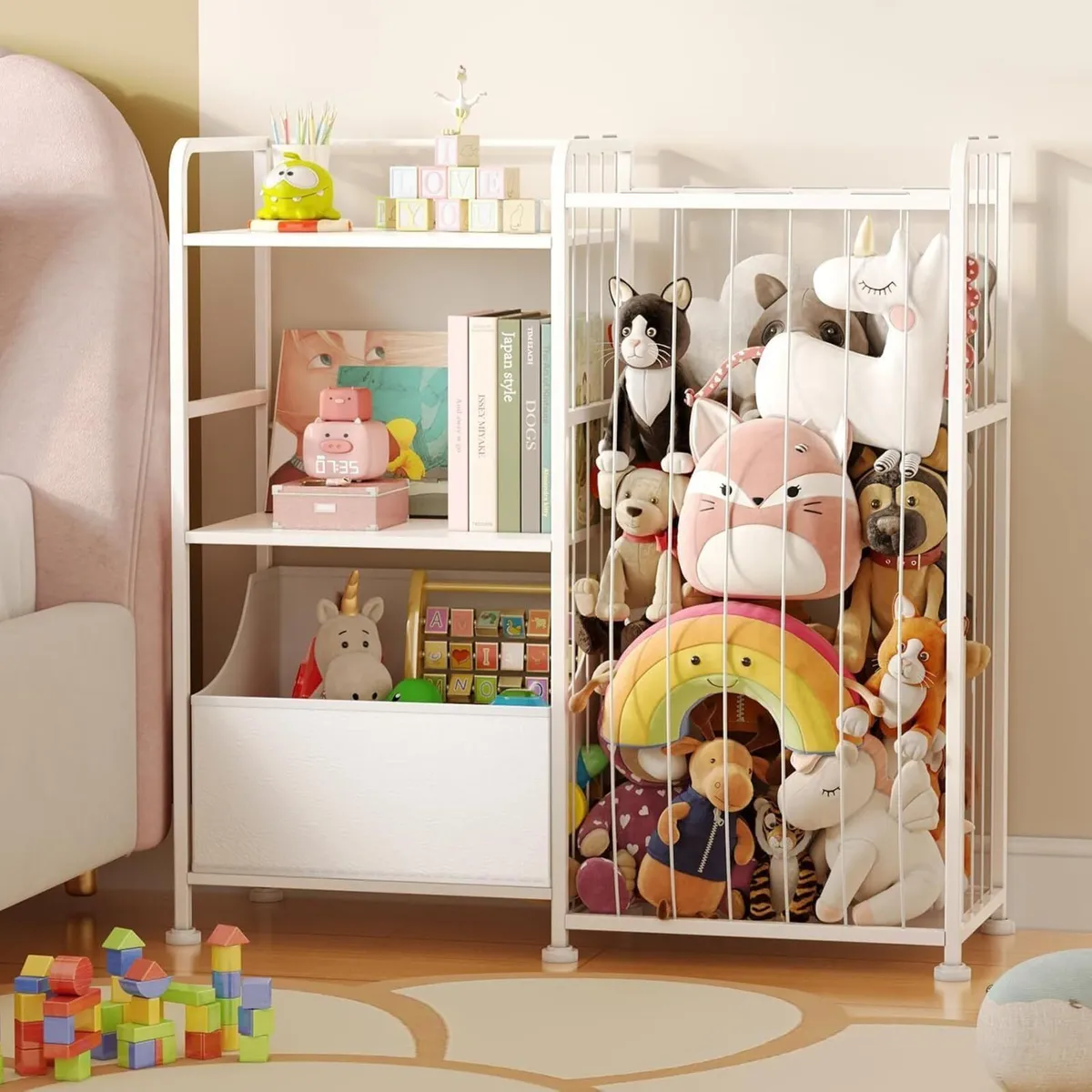 Stuffed Animal Storage - Net with Kids Bookshelf - Image 1