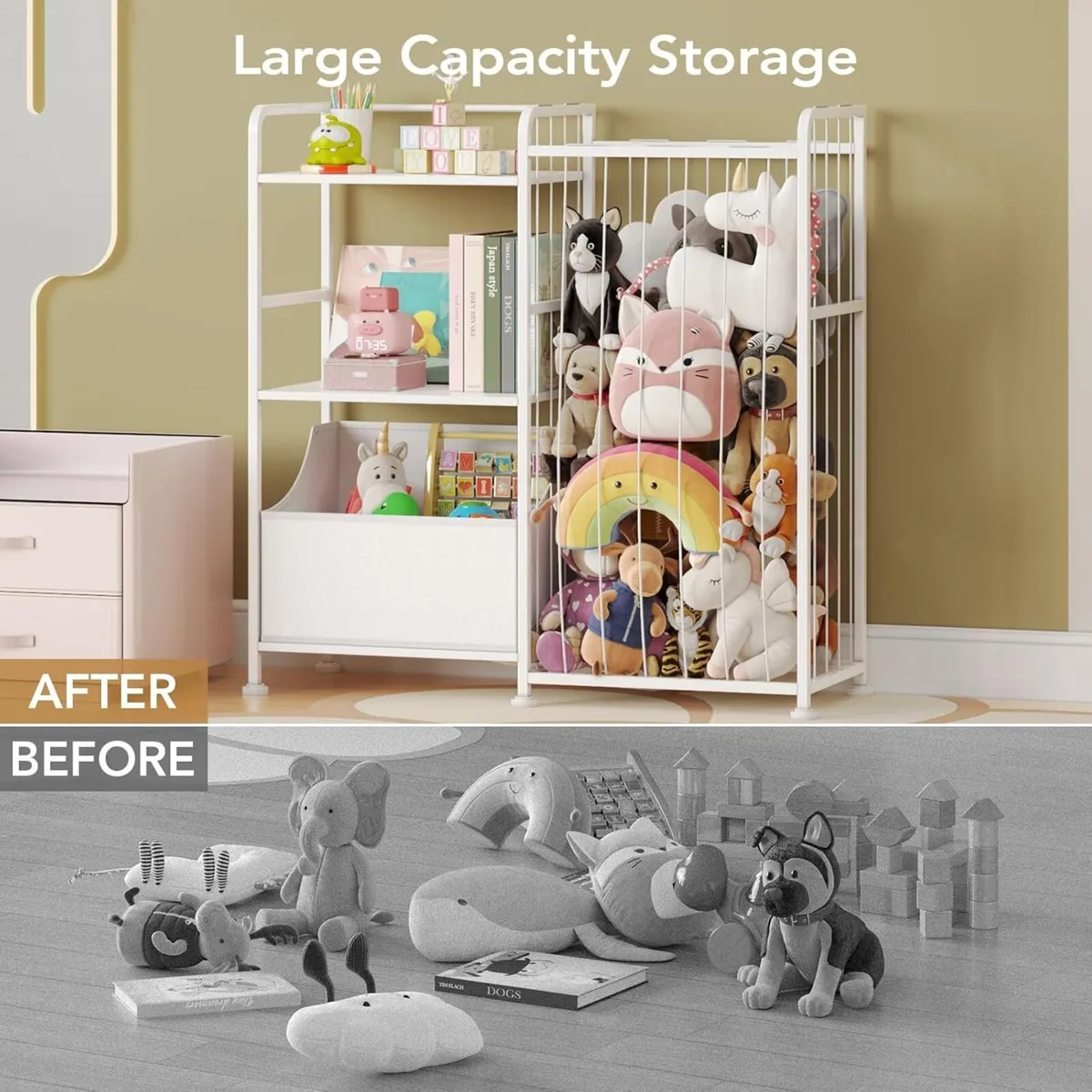 Stuffed Animal Storage - Net with Kids Bookshelf - Image 3