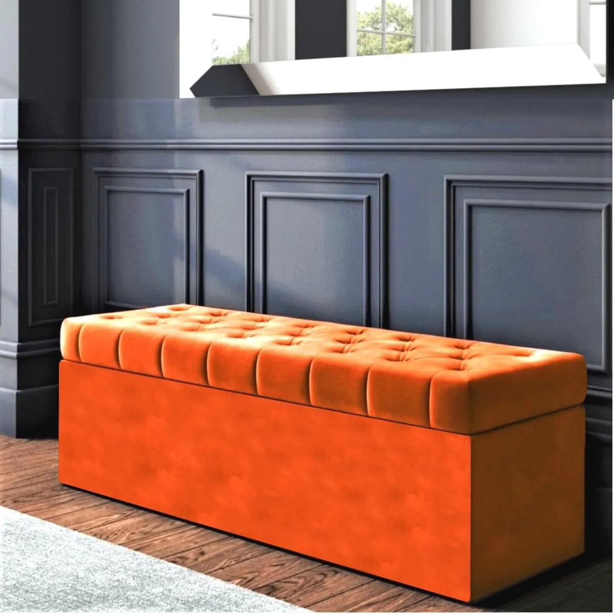 SD Chesterfield Ottoman Storage Box – Burnt - Image 1