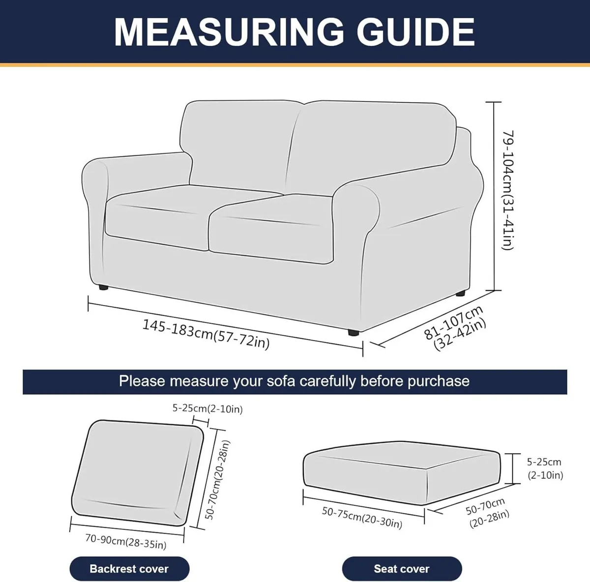 Fitted Sofa Cover 2 Seater 5 Piece Slipcover With - Image 2