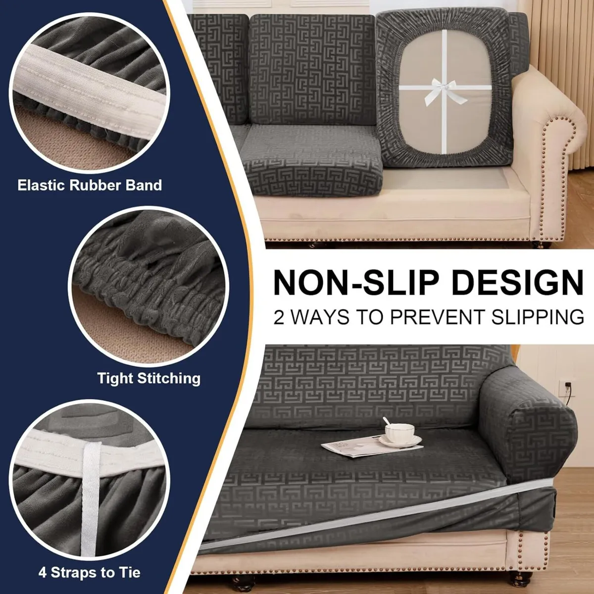 Fitted Sofa Cover 2 Seater 5 Piece Slipcover With - Image 4