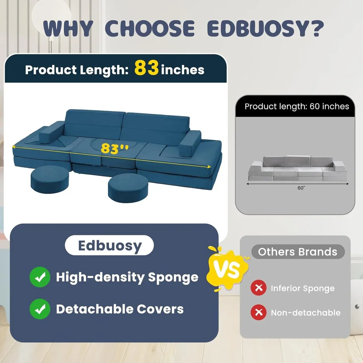 22Pcs Modular Kids Play Couch - Versatile Foam - Image 3