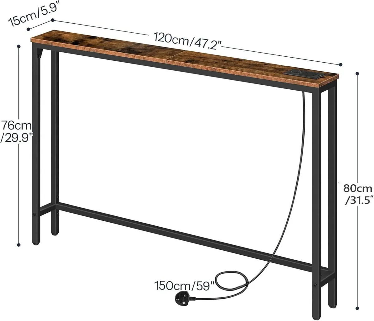 Console Table with Charging Station 120 cm Slim - Image 3