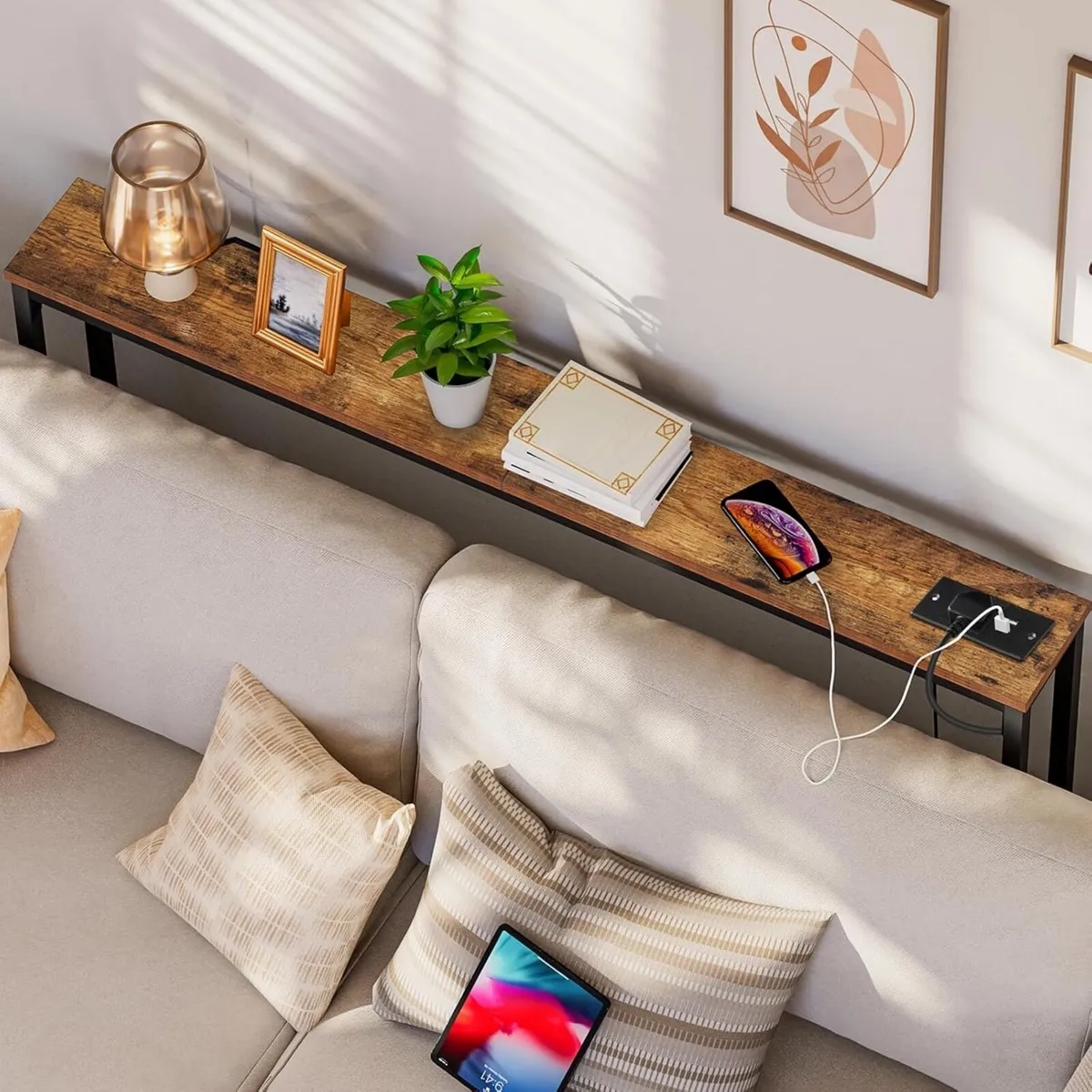 Console Table with Charging Station 120 cm Slim - Image 4