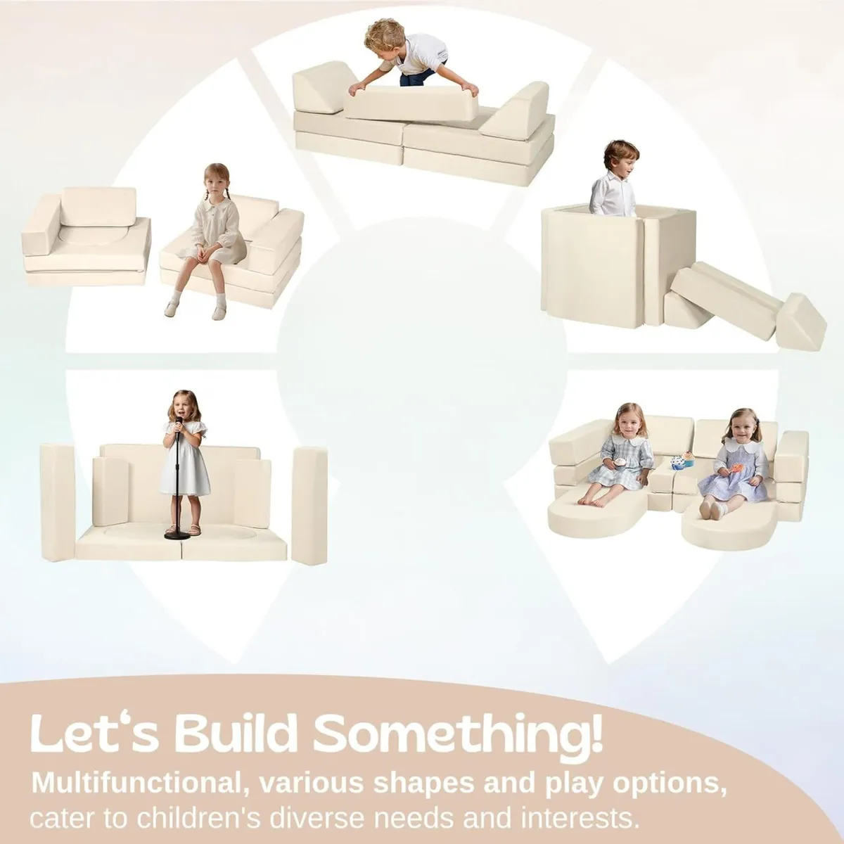 10-Pieces Kids Play Sofa Bed Modular Toddler - Image 3