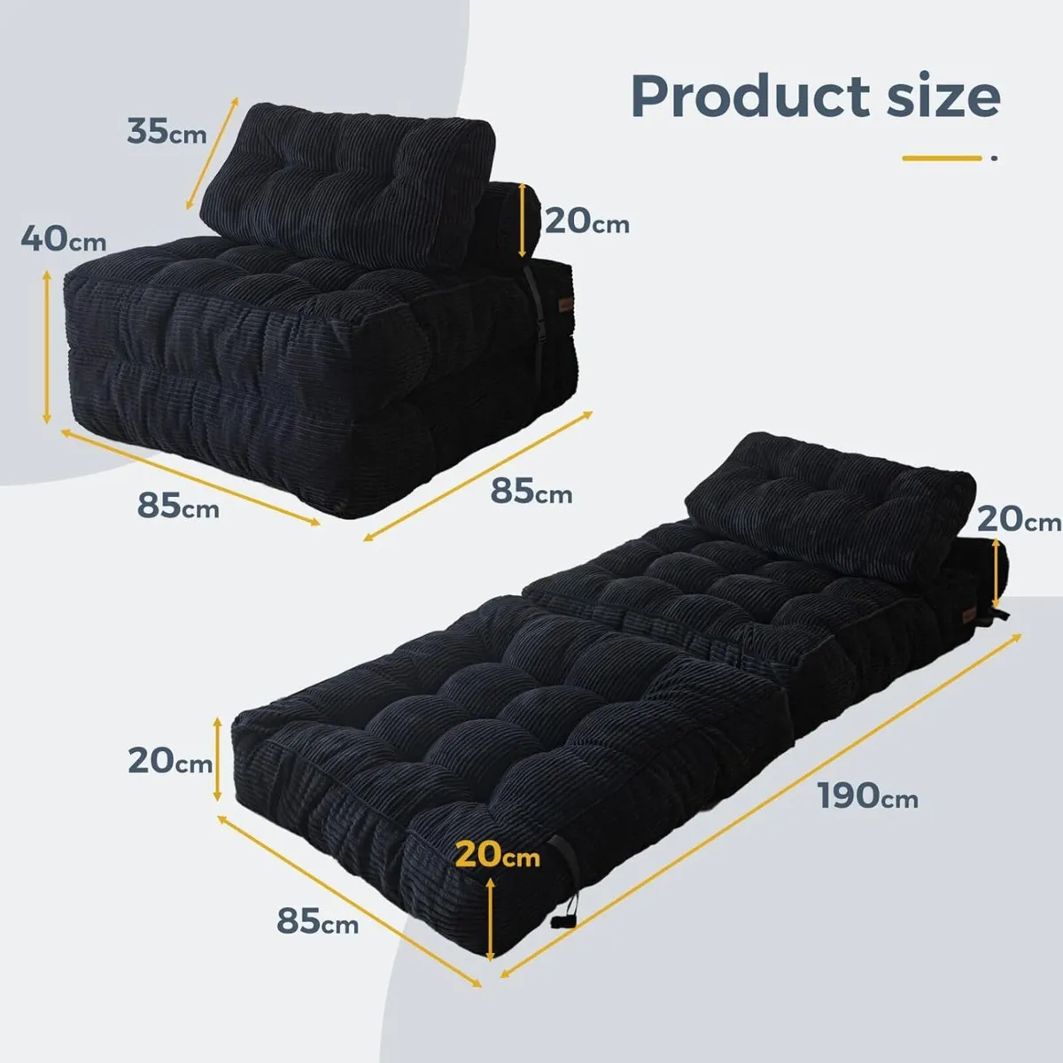 Folding Sofa Bed Convertible Sleeper Chair with - Image 2