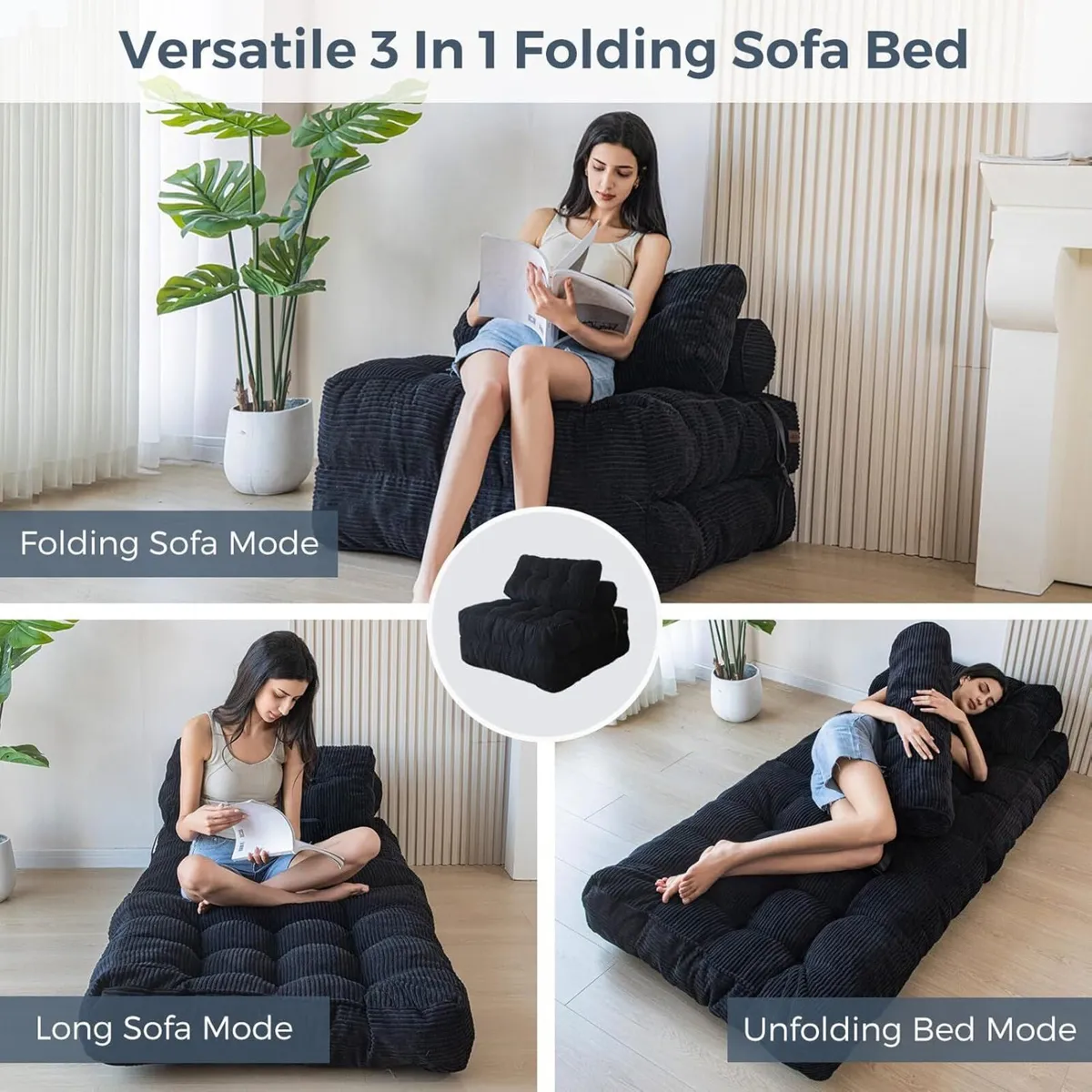 Folding Sofa Bed Convertible Sleeper Chair with - Image 4