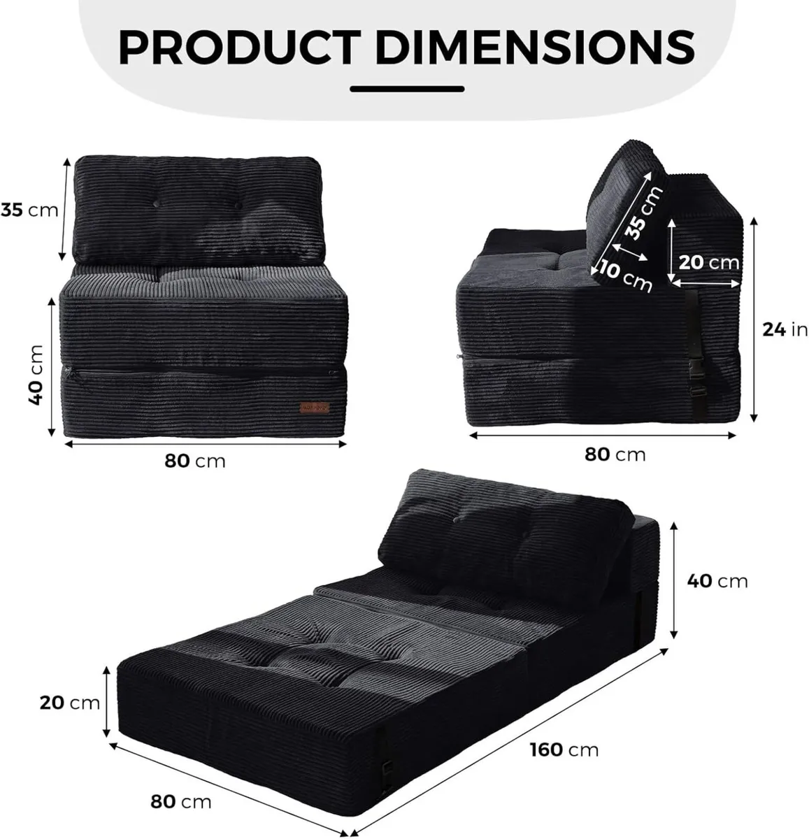 Folding Sofa Bed Convertible with High-Density - Image 2