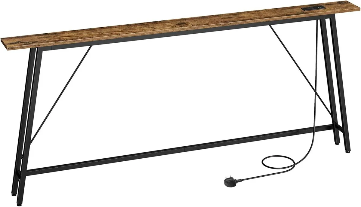 180 cm Console Table with Charging Station Long - Image 1