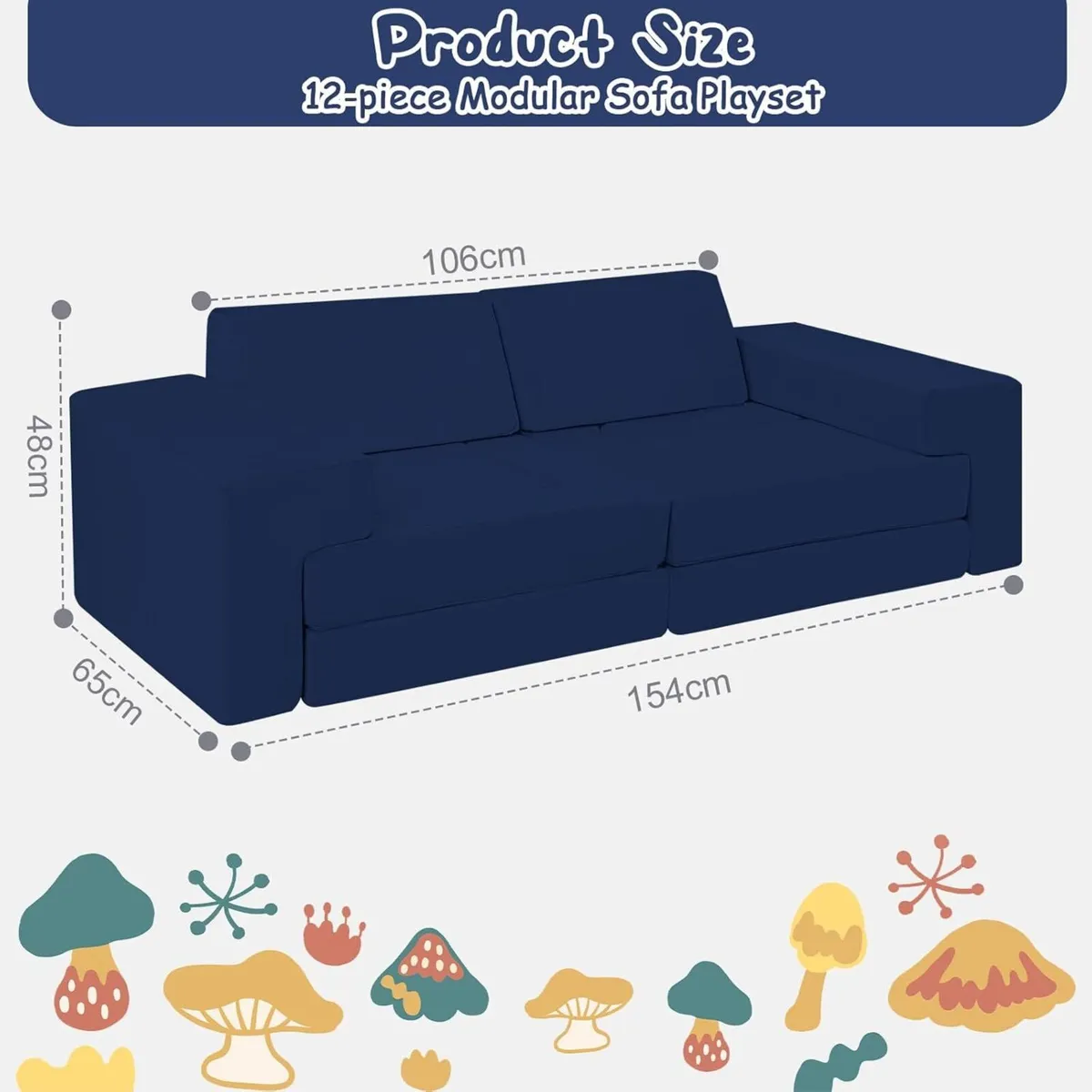 12-Pieces Play Sofa Kids Bed Modular Toddler - Image 3