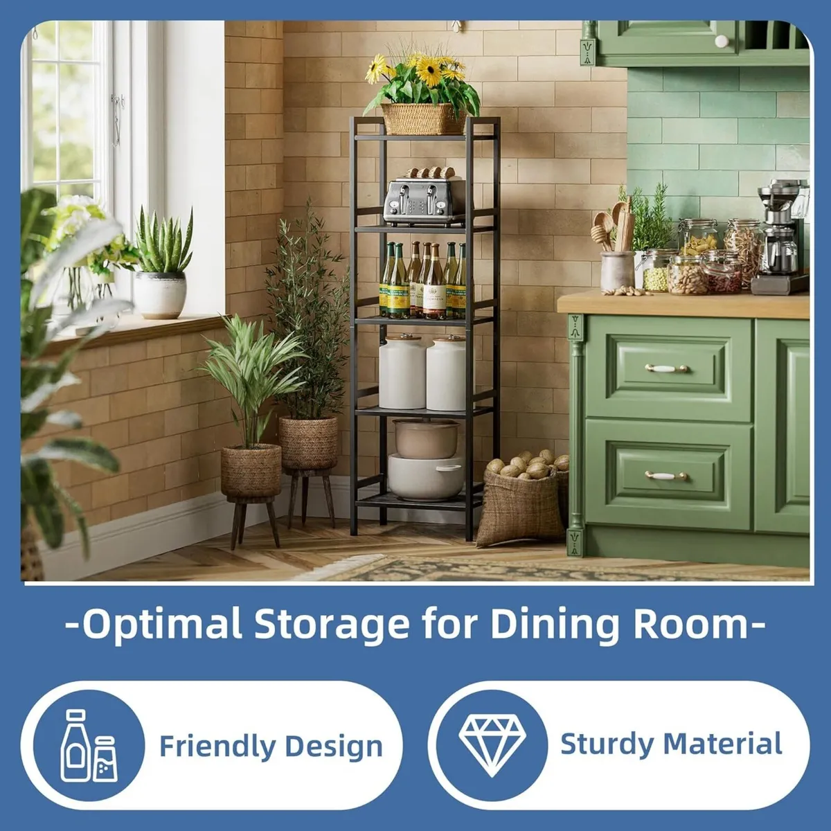 Bamboo Bookshelf 5-Tier Skinny Bookcase with - Image 4