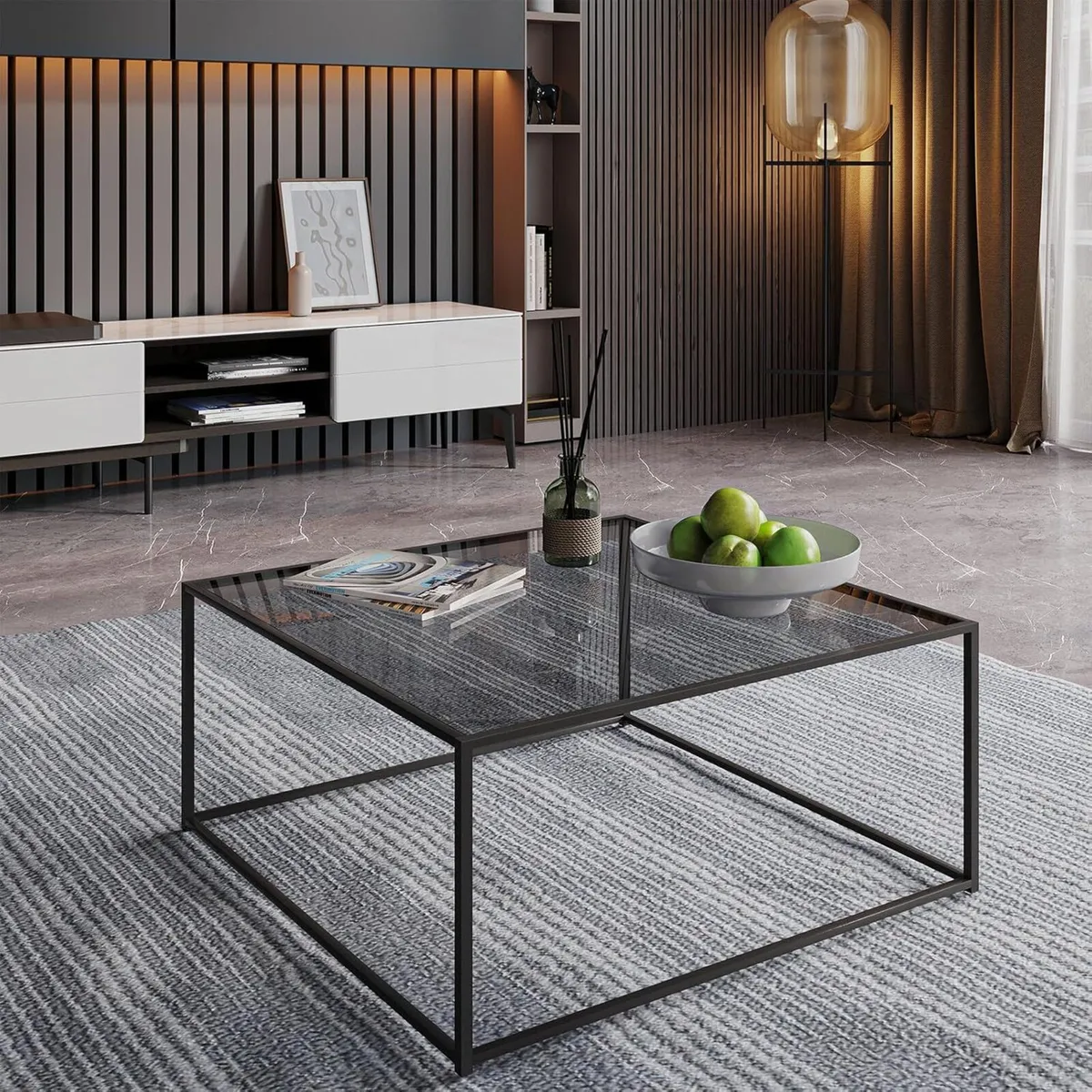 Glass Coffee Table Square Modern Center Tables - Image 3