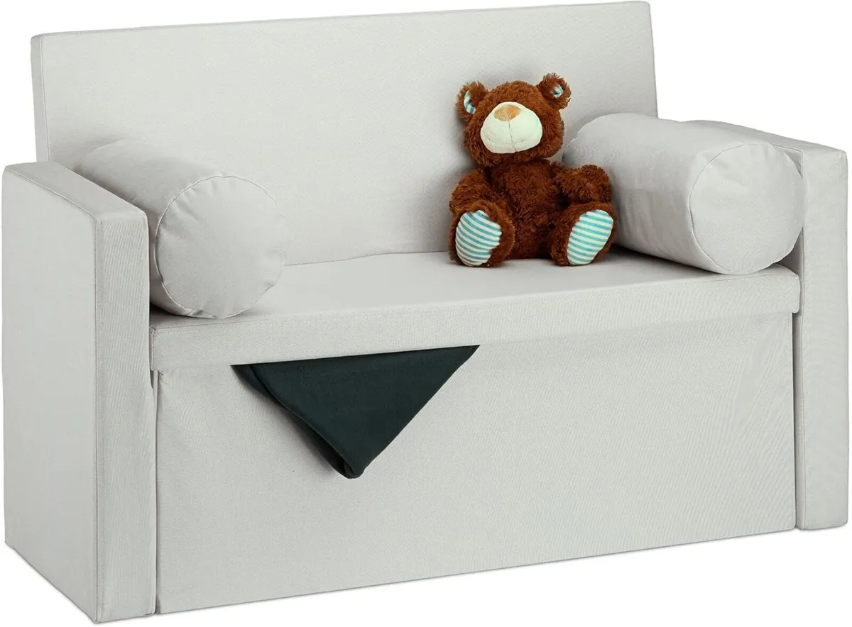 Bench Seat with Backrest Pillows Foldable Storage - Image 1
