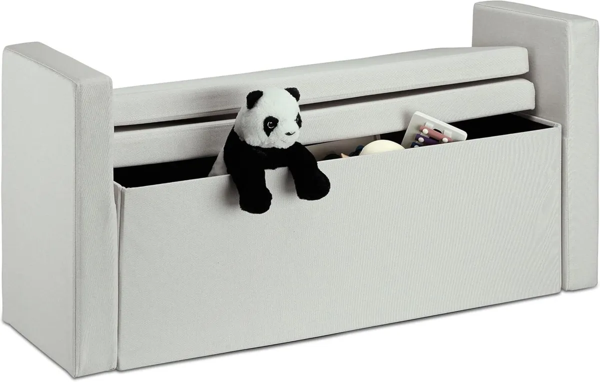 Bench Seat with Backrest Pillows Foldable Storage - Image 4