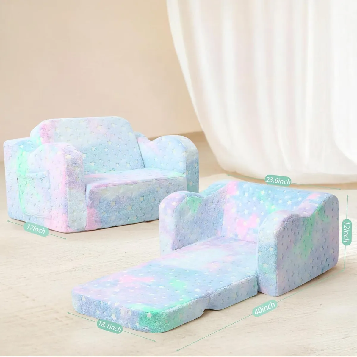 Kids Couch Folding Sofa Bed Toddler Convertible - Image 2