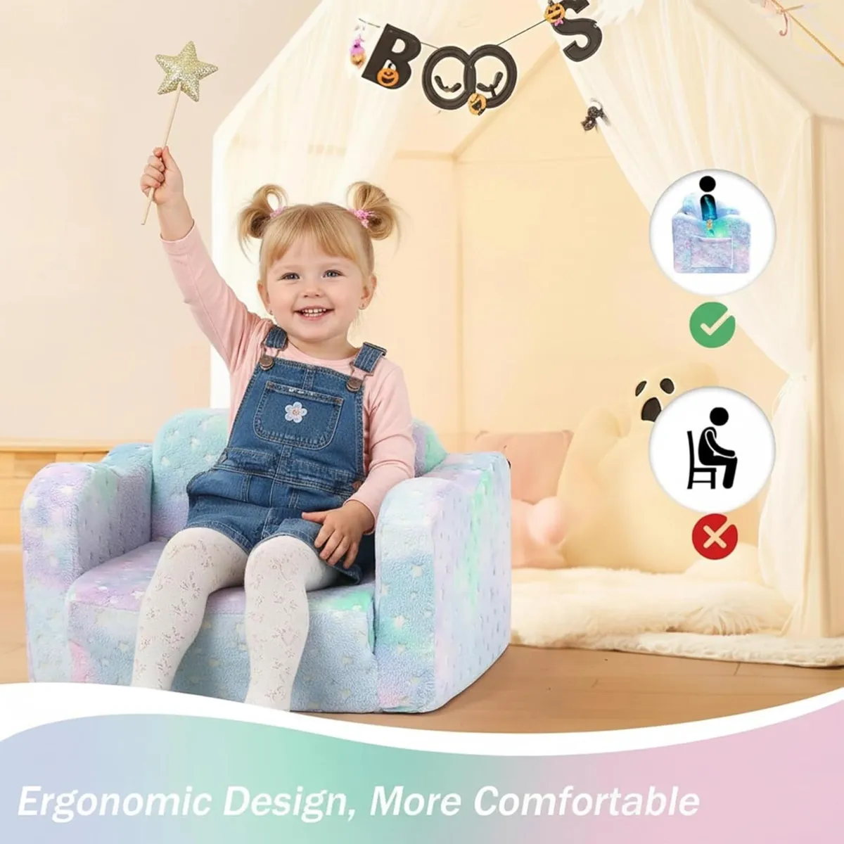 Kids Couch Folding Sofa Bed Toddler Convertible - Image 4