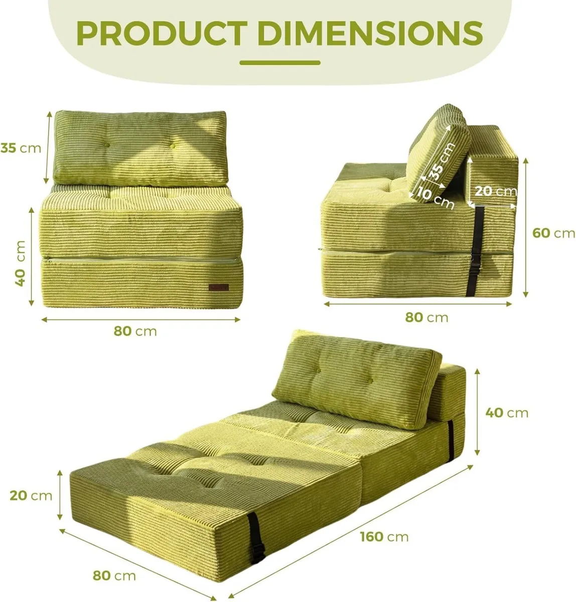 Folding Sofa Bed Convertible with High-Density - Image 2