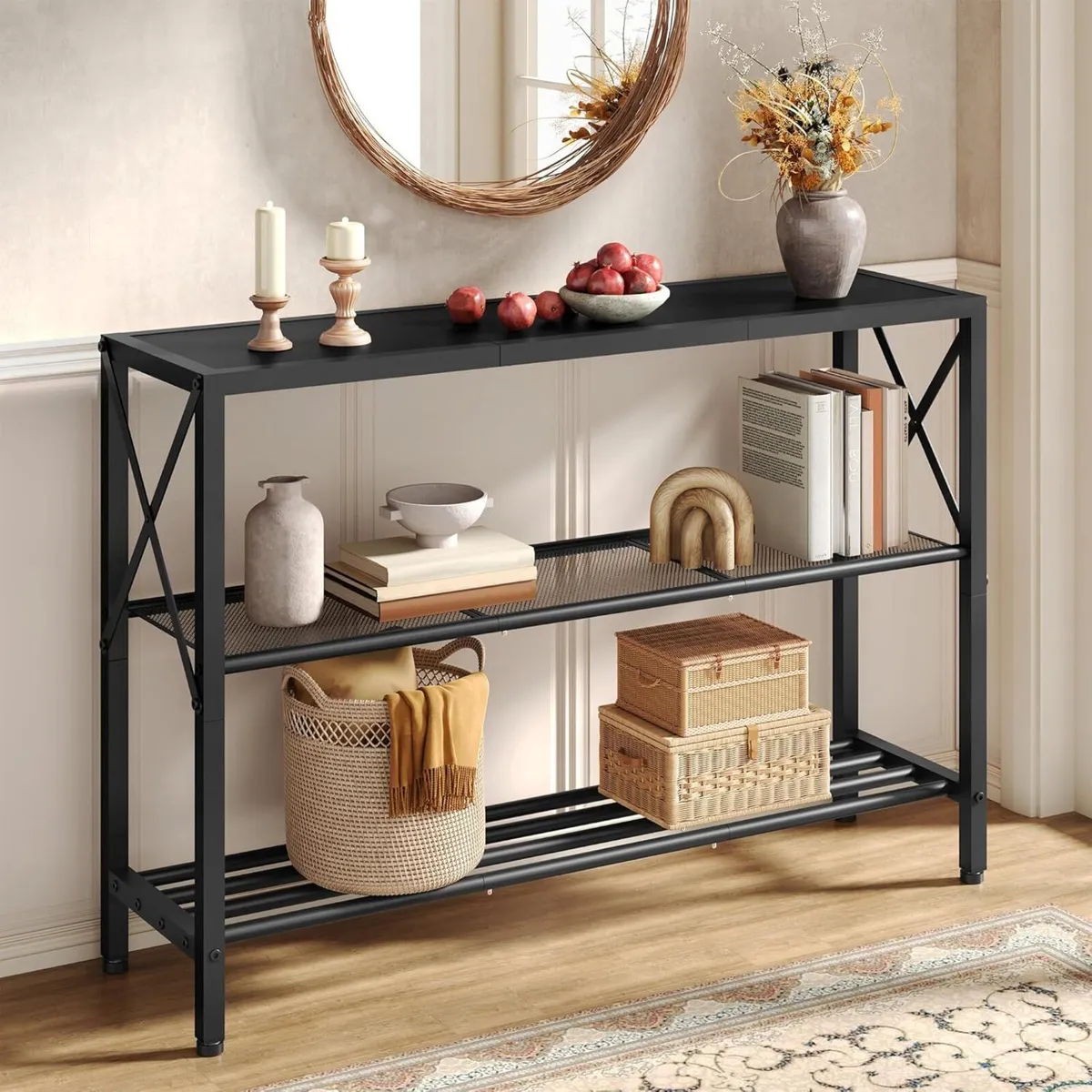 Industrial Console Table 3 Tier Entryway Hallway - Image 1