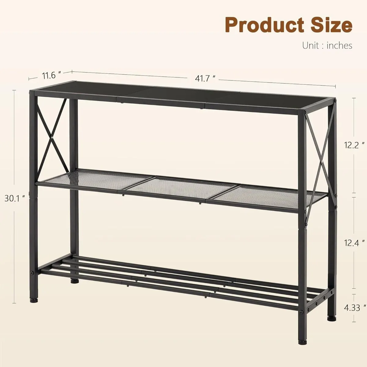 Industrial Console Table 3 Tier Entryway Hallway - Image 2