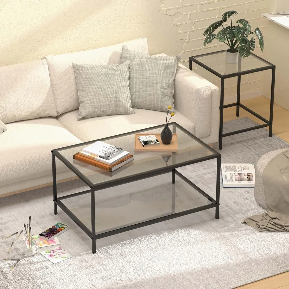 Nesting Tables Set of 2 End Table Coffee Side - Image 4