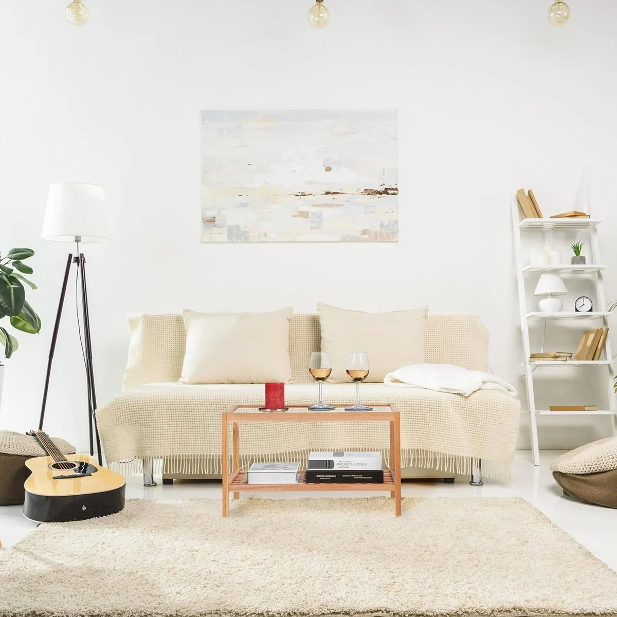 Coffee Table Living Room with Glass Top Walnut - Image 2