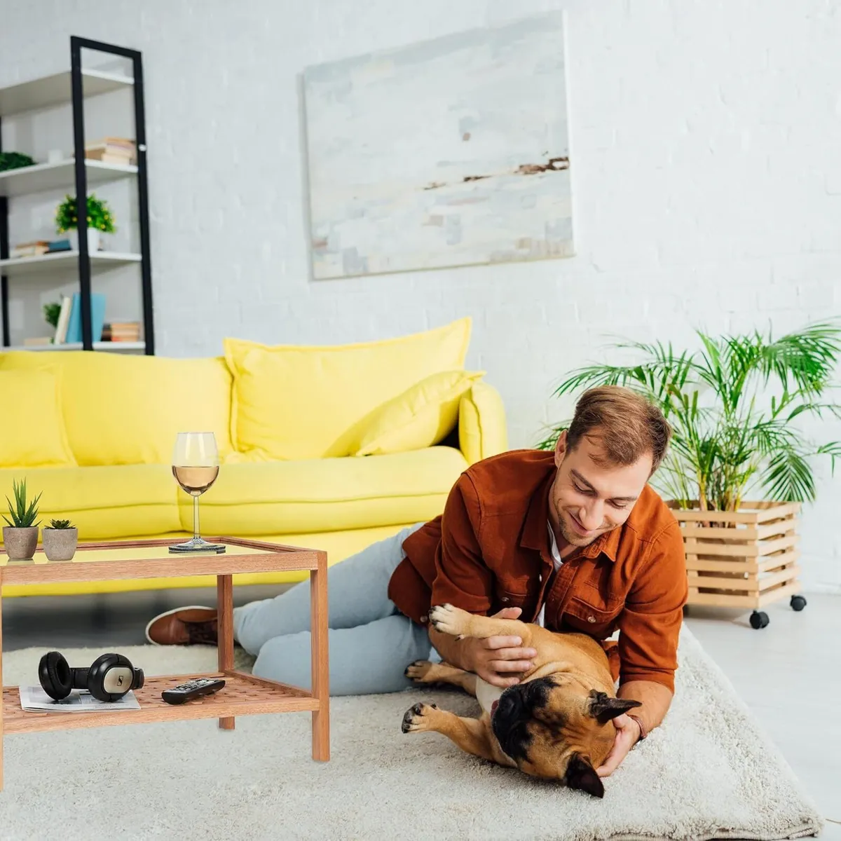 Coffee Table Living Room with Glass Top Walnut - Image 4