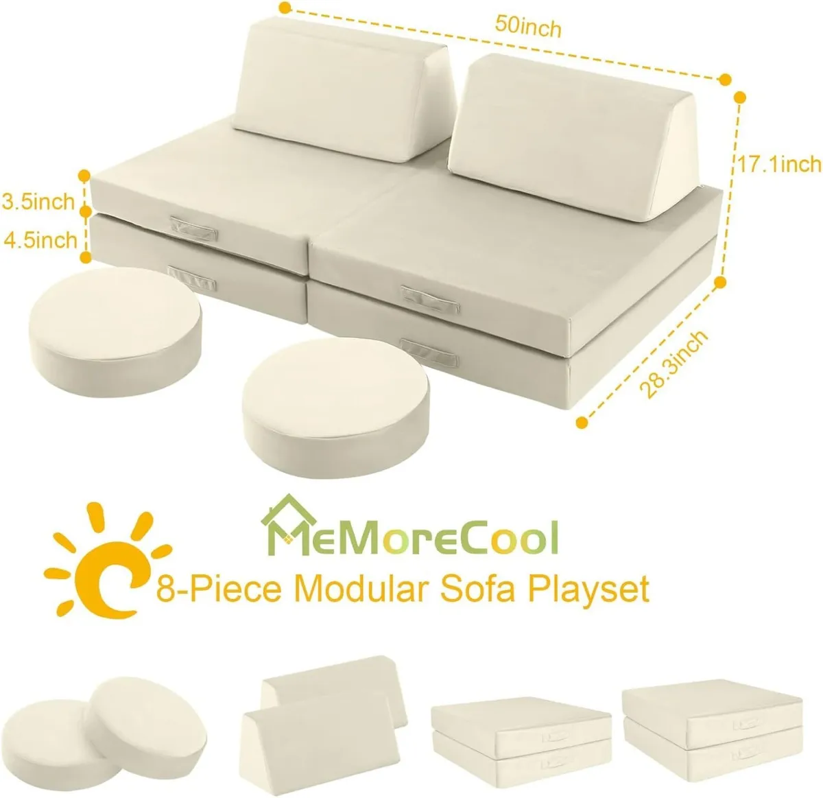 Kids Play Sofa Bed Modular Toddler Armchair Couch - Image 3