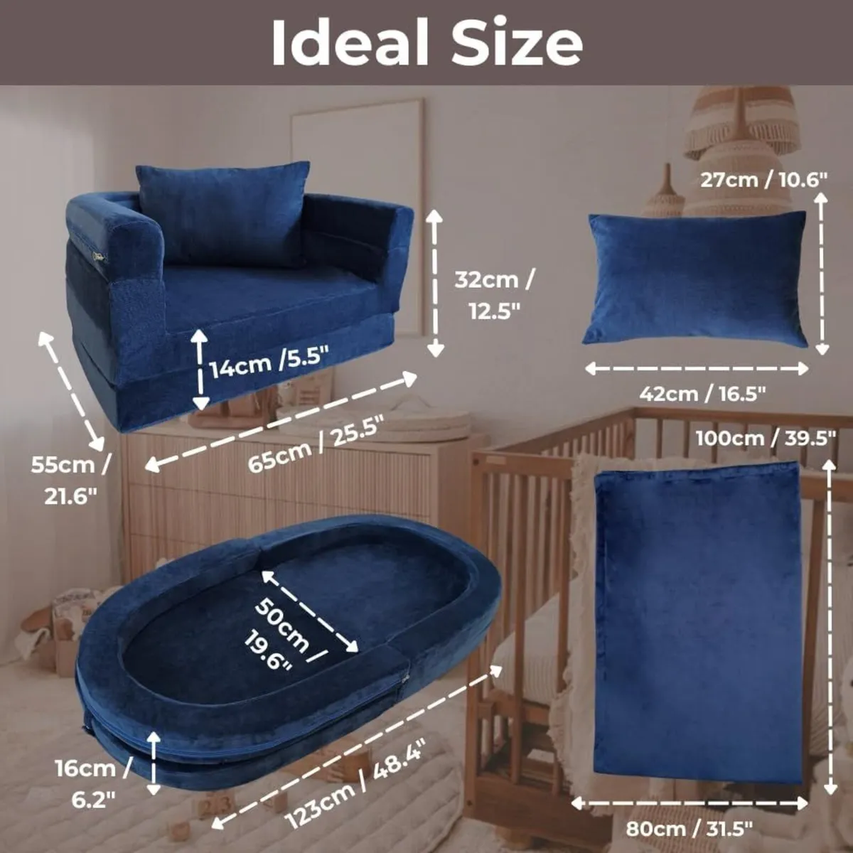 Kids Foam Couch with Blanket Pillow Pre-Assembled - Image 2